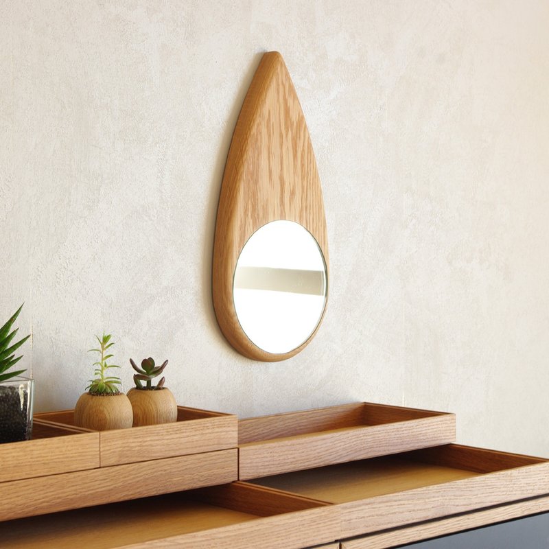 SIZUKU MIRROR Mirror made of solid oak - Other Furniture - Wood Brown