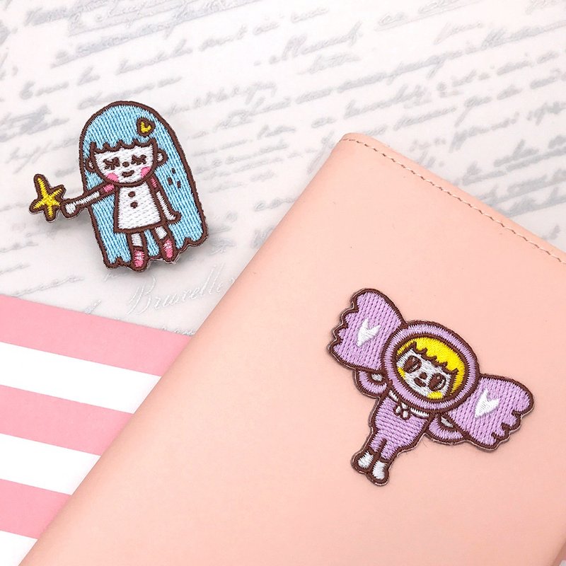 JzFun / 森森子 刺繡裝飾貼二入組 - 貼紙 - 繡線 多色