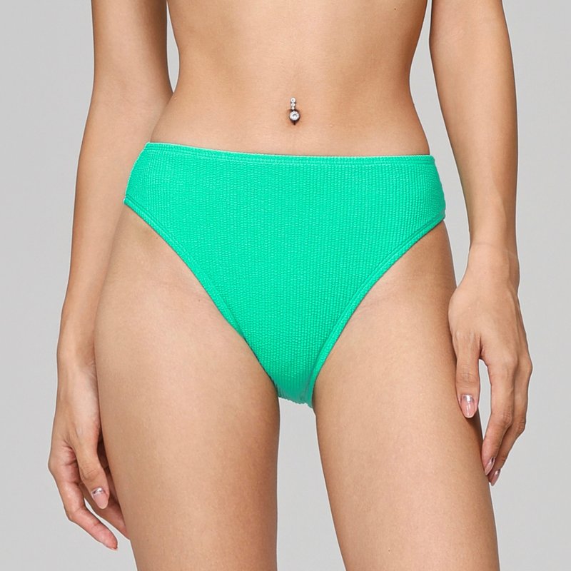 ornoir.co green high waist swimming trunks - ชุดว่ายน้ำผู้หญิง - เส้นใยสังเคราะห์ สีเขียว