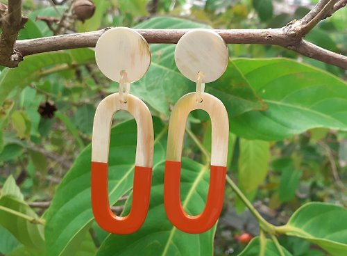 AnhCraft Boho Lightweight Statement Earrings for Women Handmade from Horn and Lacquer