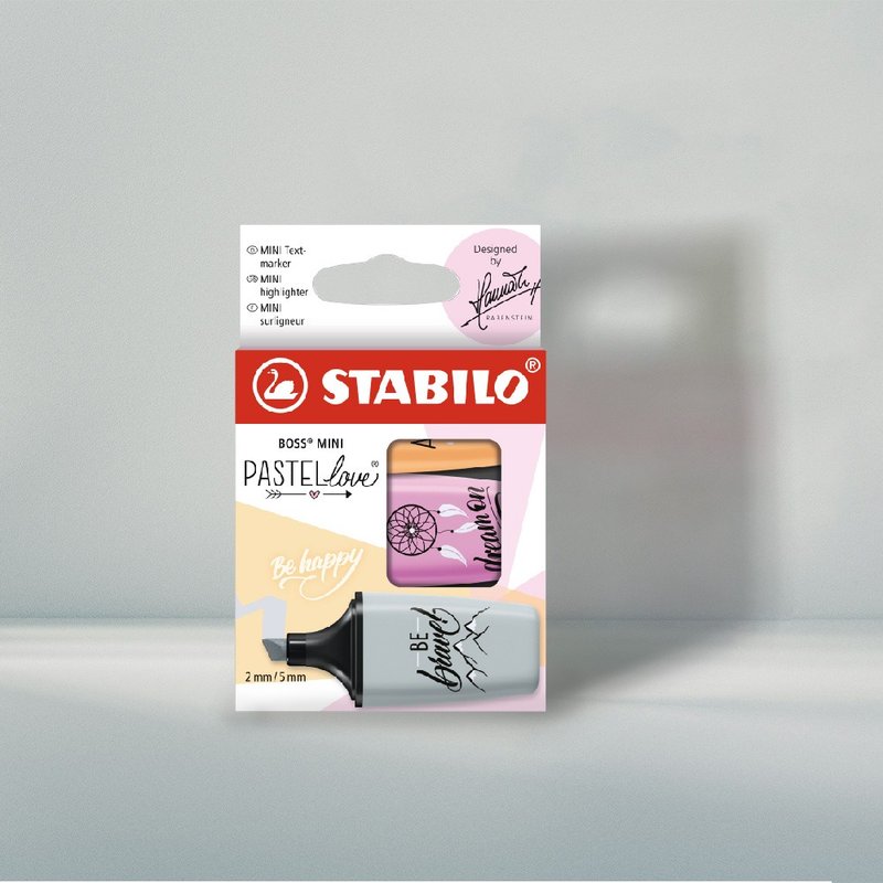 【stabilo】波士馬卡龍色迷你螢光筆 暮光版-3色吊掛紙盒 - 其他 - 塑膠 多色