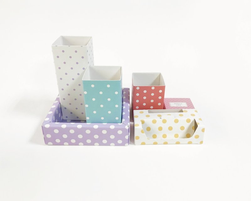 Stationery-Spot 文青筆筒組-點點控 - 筆筒/筆座 - 紙 多色