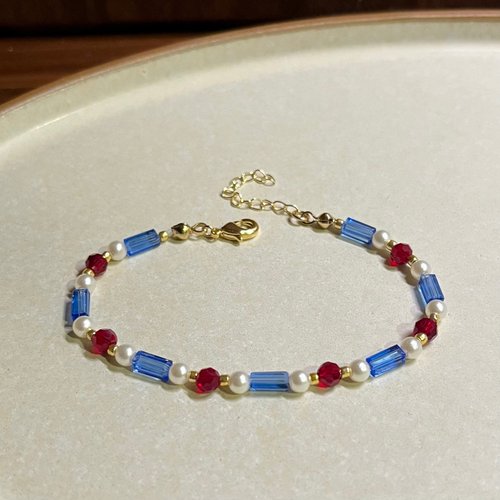 KAREN JEWELRY 復古彩色寶石珍珠手鍊 手環