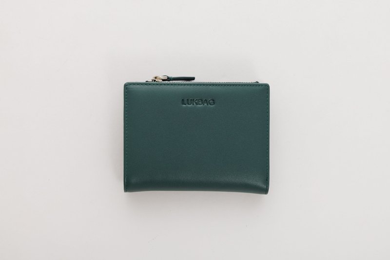 Lukbag Studio|Genuine Leather Detachable Coin Bag Short Clip|Forest Green [Father's Day Gift] - กระเป๋าสตางค์ - หนังแท้ สีเขียว