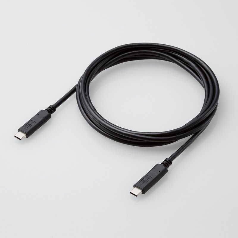 ELECOM USB 2.0 Type-C雙頭認證規格傳輸充電線2.0m 黑 - 行動電源/充電線 - 聚酯纖維 黑色