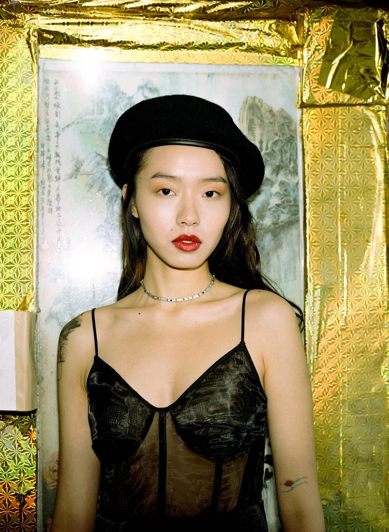 Two Chains 系列 藍橘小花頸鏈/項鏈 銀鈀金 - 項鍊 - 銅/黃銅 金色