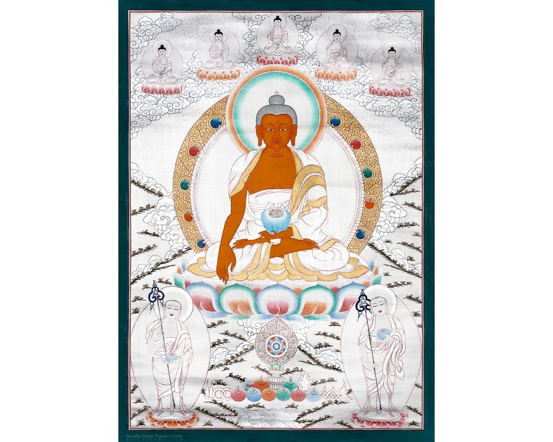釋迦牟尼佛唐卡 | 神聖藝術 促進智慧與平和能量 - 壁貼/牆壁裝飾 - 其他材質 多色