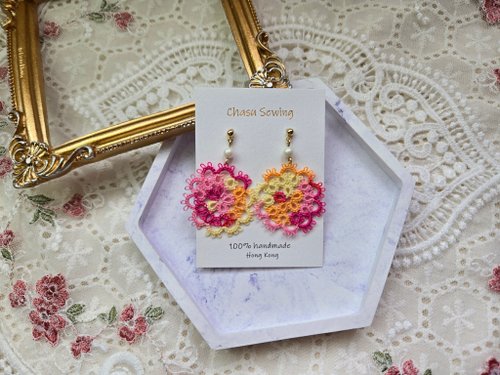 Chasu Sewing 자수 바느질 (訂製) 梭織 | 蒲公英花片耳釘 | 漸變色系