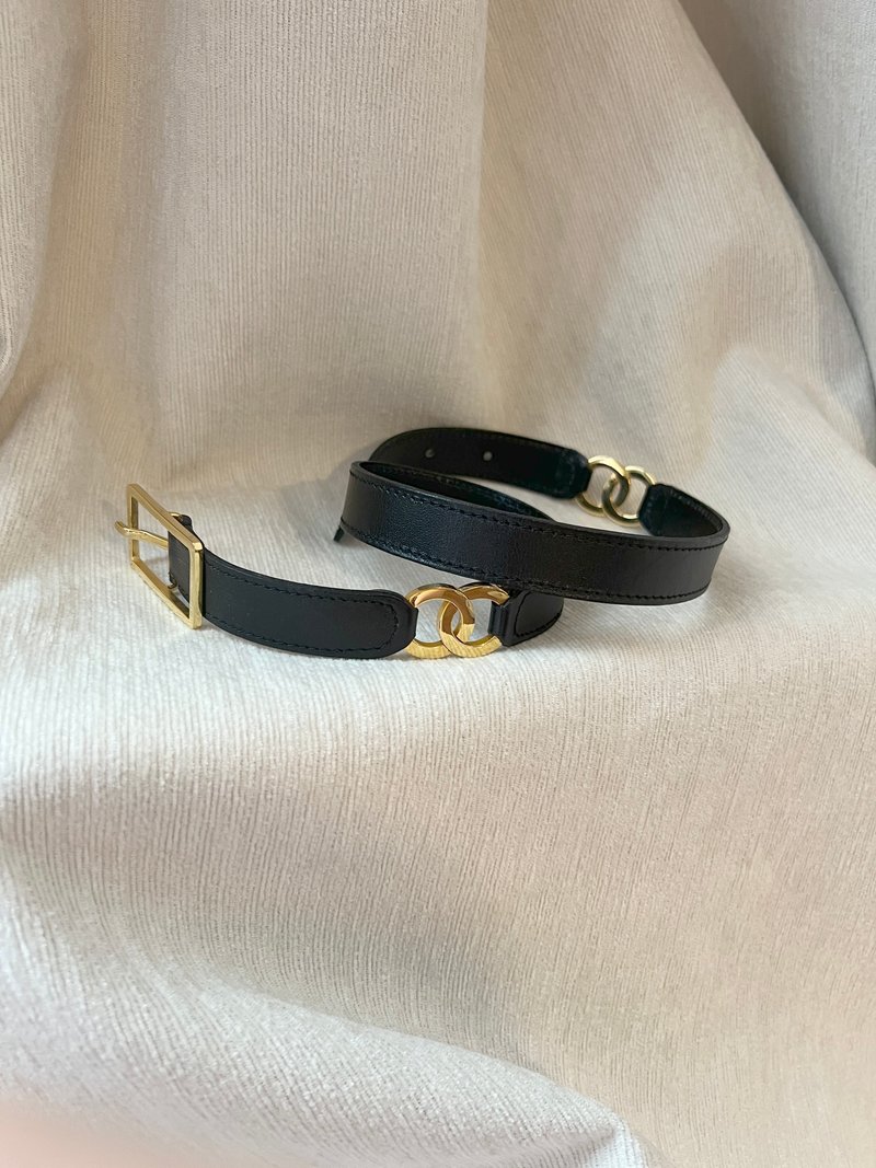CHANEL極稀有黑色CC logo中古皮帶 極美品 日本Vintage - 腰帶/皮帶 - 真皮 黑色