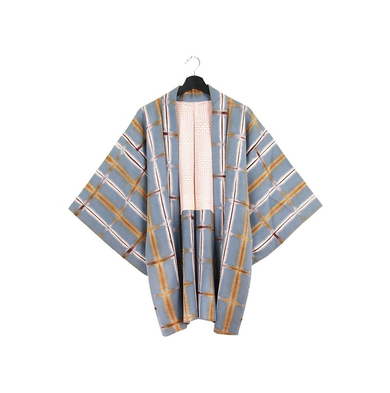 Back to Green Japan brought back steel rust vintage kimono - เสื้อแจ็คเก็ต - ผ้าไหม 