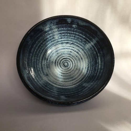 Reiter Crafts Black and Blue Crystals Glaze Ceramic Bowl