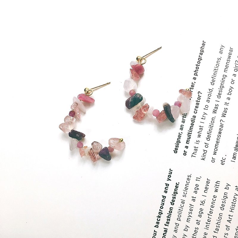 Meniscus ore earrings are available in multiple colors - Earrings & Clip-ons - Semi-Precious Stones Pink