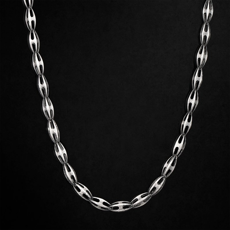 The Aegean - 925k Oxidized Sterling Silver Men's Chain - 長項鍊 - 純銀 