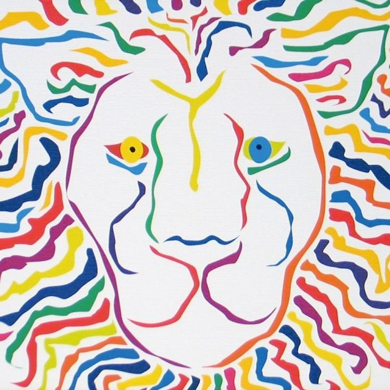 絵画　イラスト　アート　ライオン　獅子　LION　白　A4-k - ポスター・絵 - その他の素材 多色