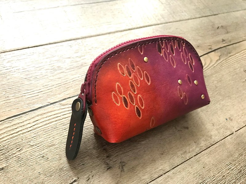 POPO │ purple light │ storage wallet │ real leather - กระเป๋าสตางค์ - หนังแท้ สีแดง