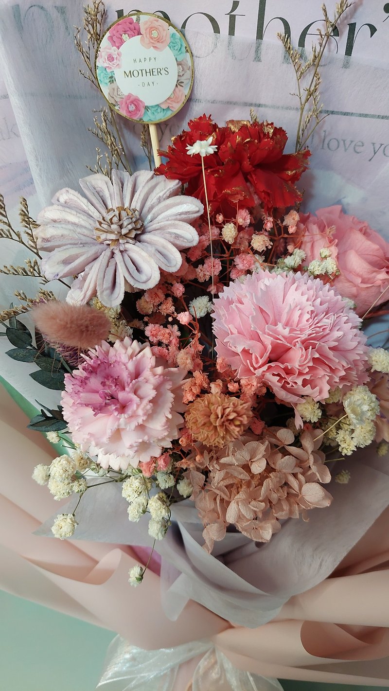 Pink romantic dry bouquet/graduation bouquet/thank you teacher bouquet - ช่อดอกไม้แห้ง - พืช/ดอกไม้ สึชมพู