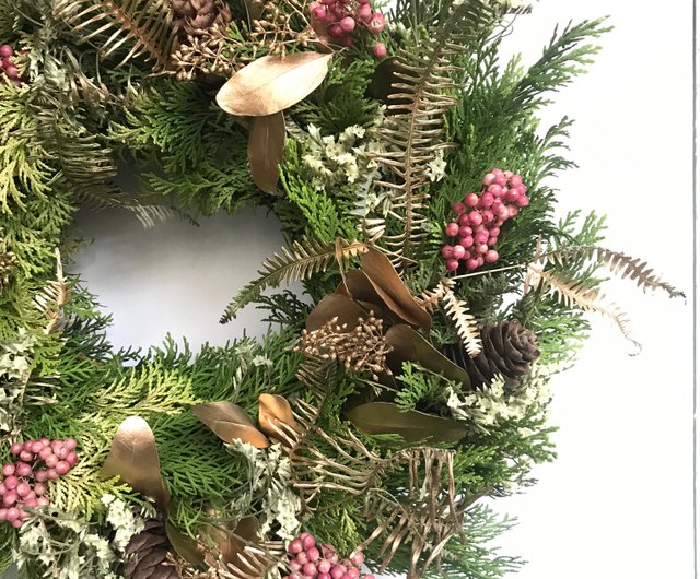 クリスマスリース 36cmナチュラルデコリース ゴールデン