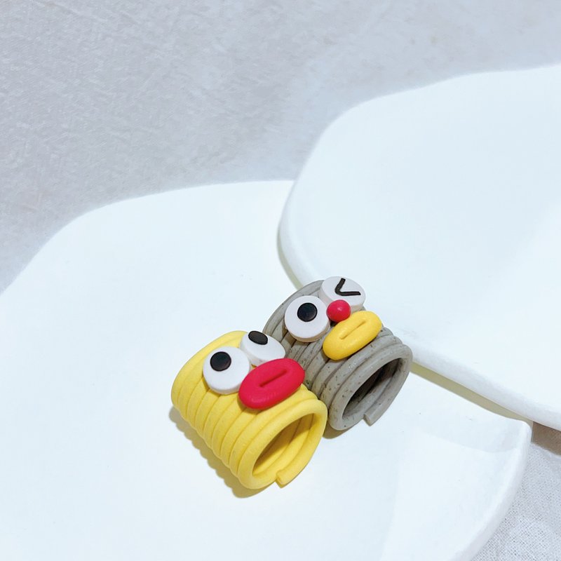 Yellow|Grey|Polymer clay|Mummy monster|Pendant|Mint stick|Cooling stick|Nasal aspirator - Charms - Pottery Yellow