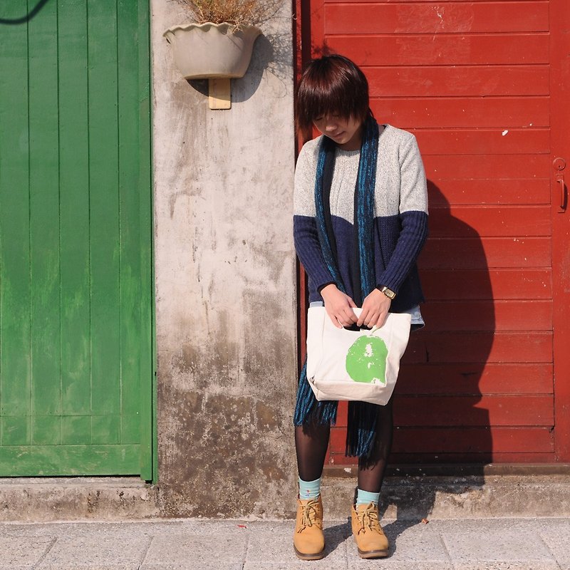 [Canada Fluf Organic Cotton] Handbag--(Little Pear) - Handbags & Totes - Cotton & Hemp Green