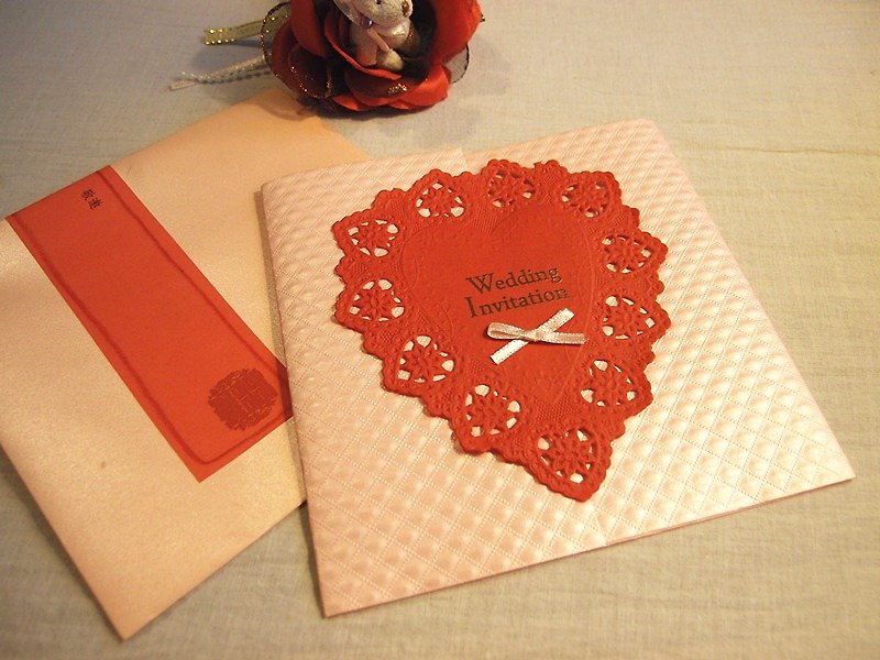 O sole mio ★Bi-fold handmade wedding card - การ์ด/โปสการ์ด - กระดาษ สึชมพู