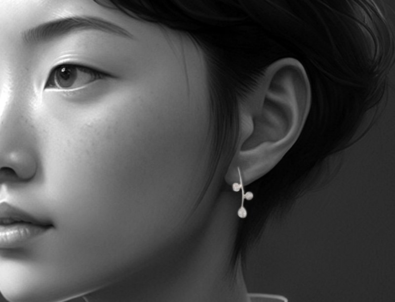 【Coal 系列】 #a209 霧岩耳環/ 925銀/ 手工禮物/ 客製化 - 耳環/耳夾/耳骨夾 - 銀 銀色