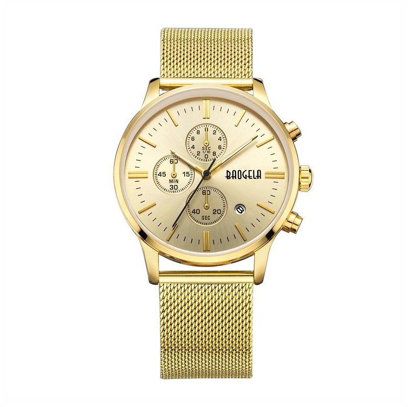 BAOGELA - STELVIO系列 金錶盤 / 米蘭錶帶可調式 手錶 - 女裝錶 - 其他金屬 金色