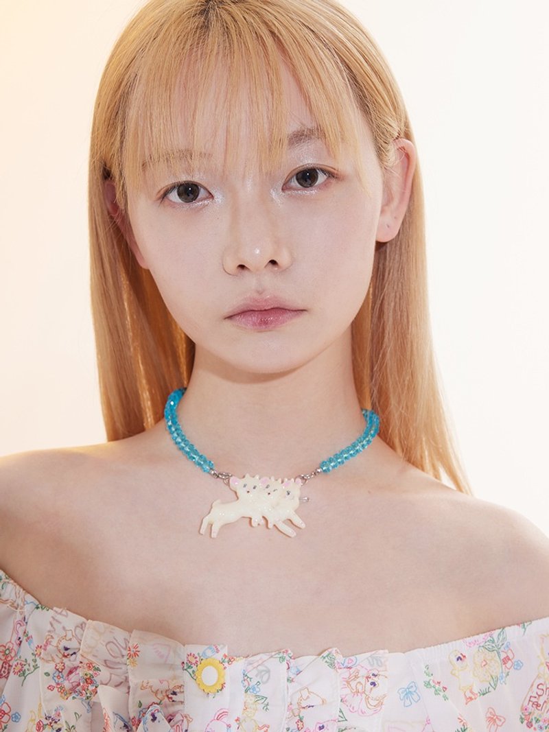 復古小羊 珠串項鏈 chocker 髮卡 二合一 - 項鍊 - 其他材質 多色