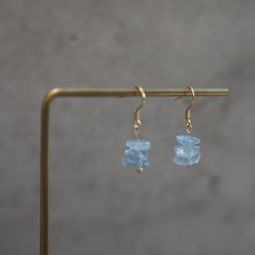 Né jewelry & life 海藍寶碎石耳釘耳環耳墜