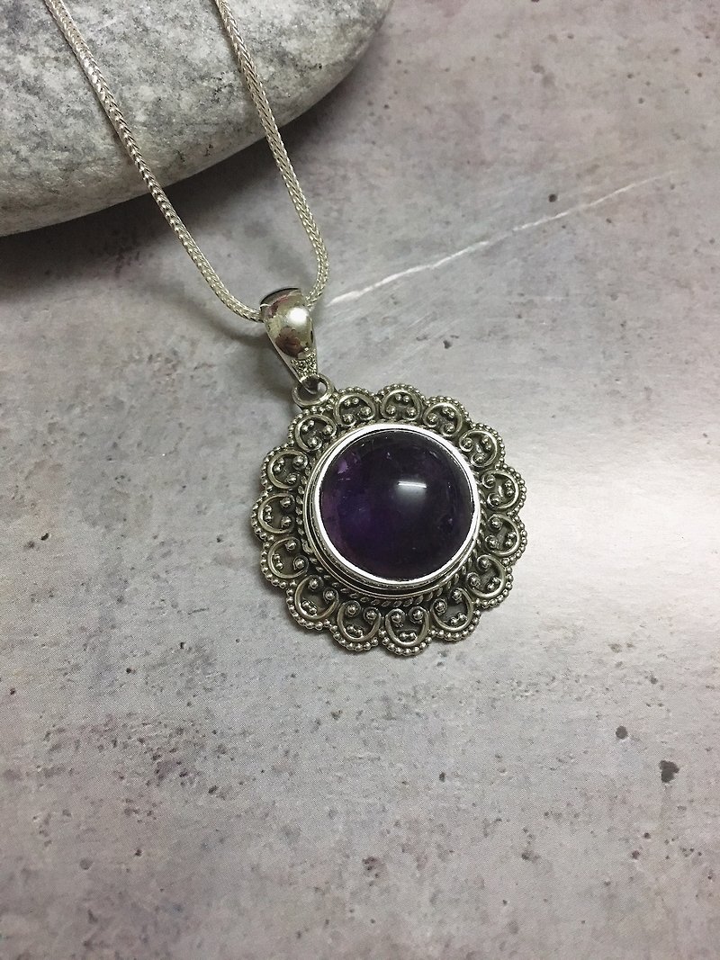 Amethyst Pendant Handmade in India 92.5% Silver - Necklaces - Crystal 
