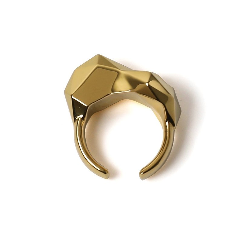 CRYSTALIZED golden geometric polygonal ring - แหวนทั่วไป - โลหะ สีทอง