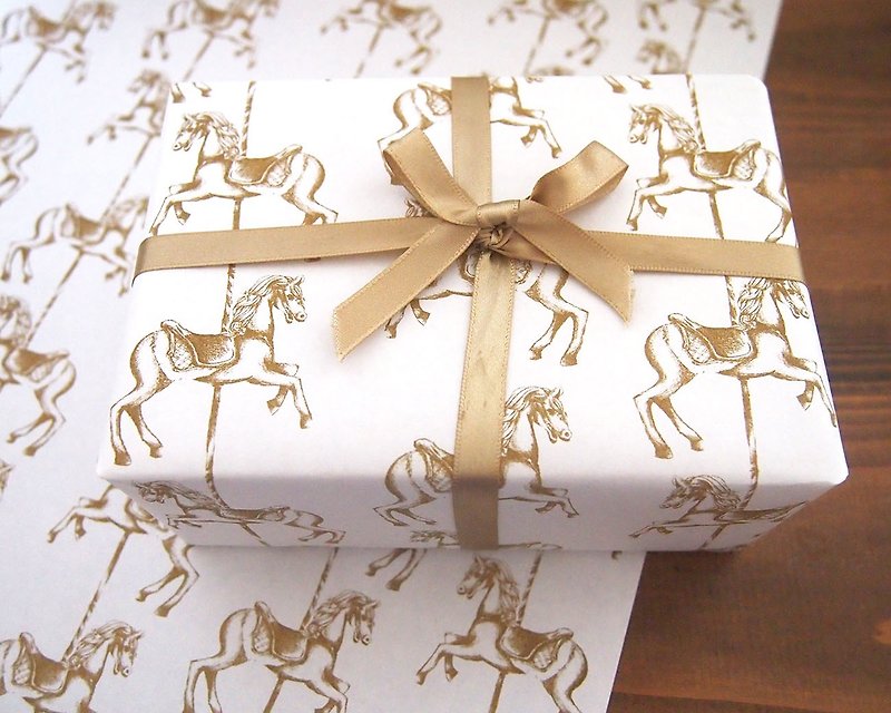Wrapping Paper - Carousel - วัสดุห่อของขวัญ - กระดาษ ขาว