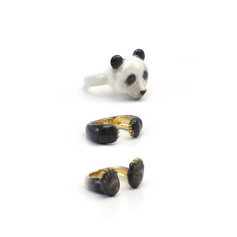 Panda ring set - 戒指 - 其他金屬 白色