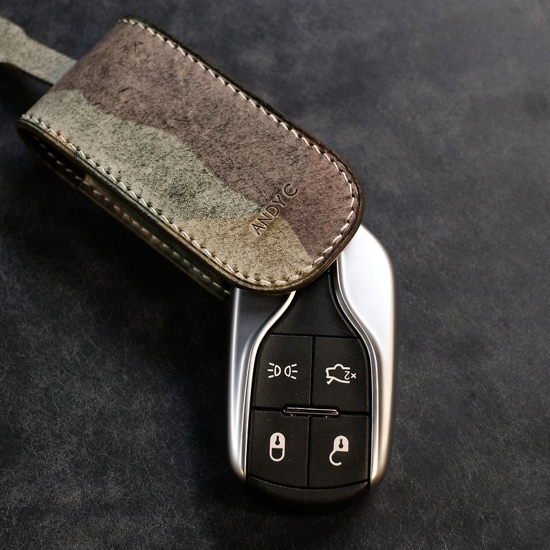 Maserati 鑰匙皮套 抽式鑰匙包 汽車鑰匙皮套訂製  免費英文烙印  - 鑰匙圈/鎖匙扣 - 真皮 