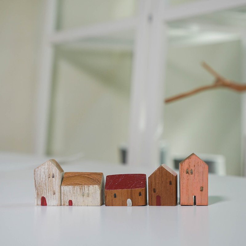 リトルハウスの装飾品 5点セット - 置物 - 木製 多色