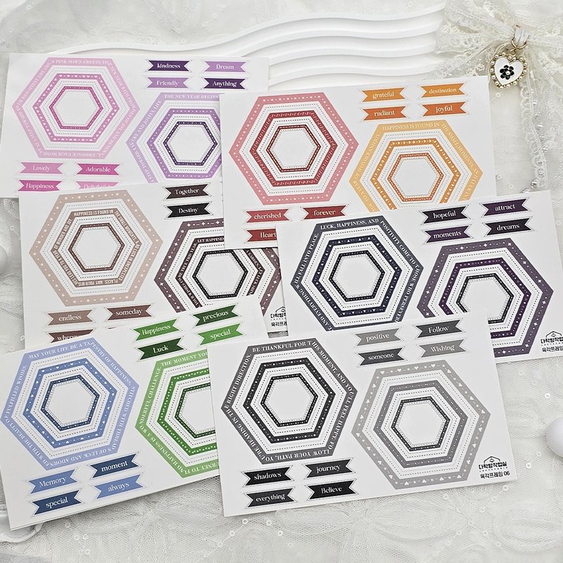 :hexagonal frame (6 types): Card paper - 信封/信紙 - 紙 