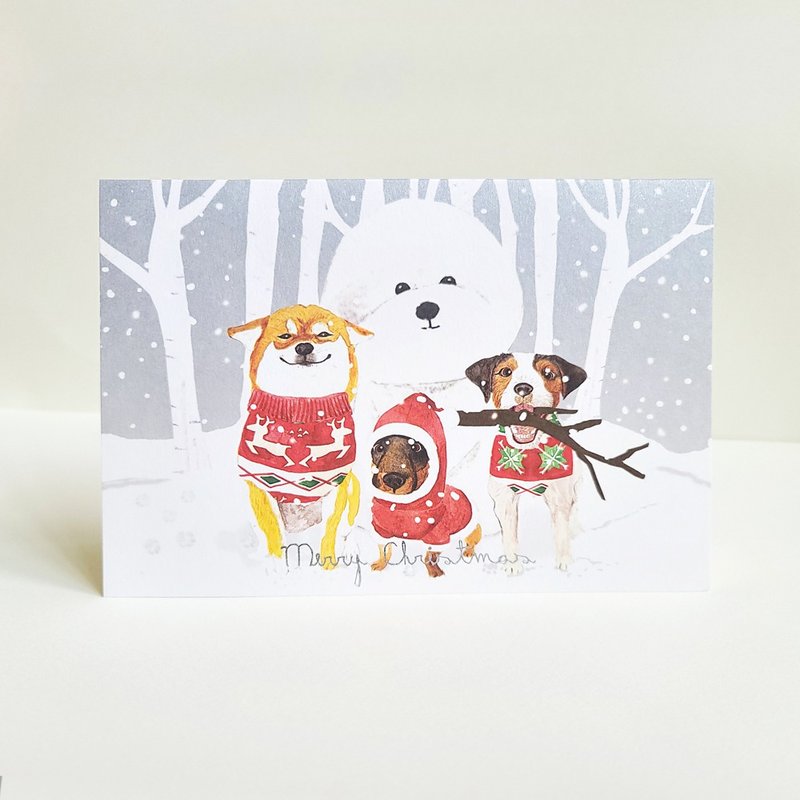聖誕卡-Bichon Frisé snowdog比熊雪狗+Xmas gift 聖誕禮物 - 卡片/明信片 - 紙 透明