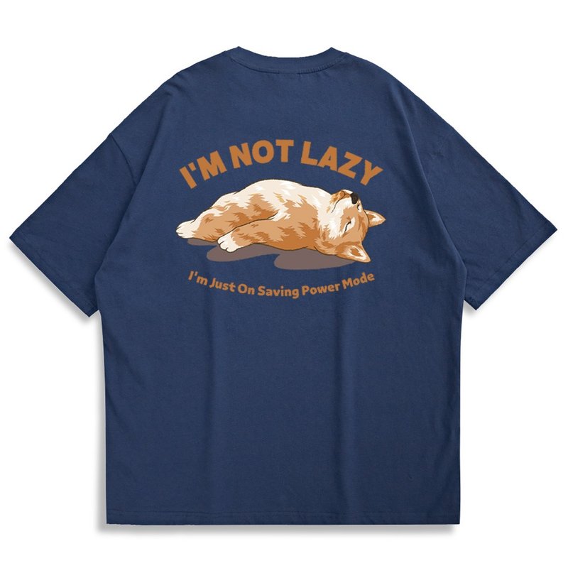 【CREEPS】I'm Not Lazy Orange Shiba 寬鬆重磅印花T恤 - 男 T 恤 - 棉．麻 多色