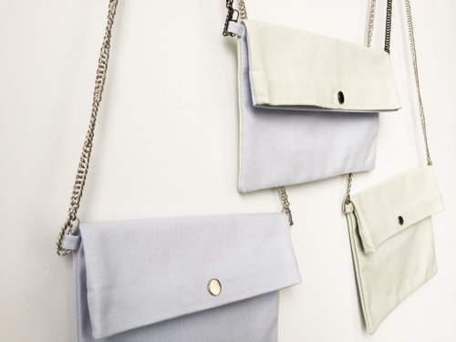 Wahr_ blue+green  clutch / chain bag / shoulder bag/with chain