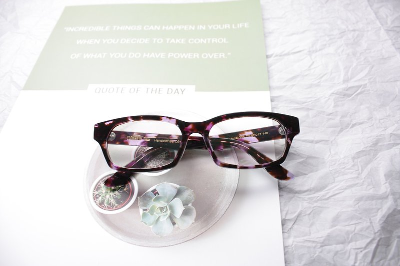 復古方框眼鏡框 日本手工製作 - 眼鏡/眼鏡框 - 其他材質 紫色