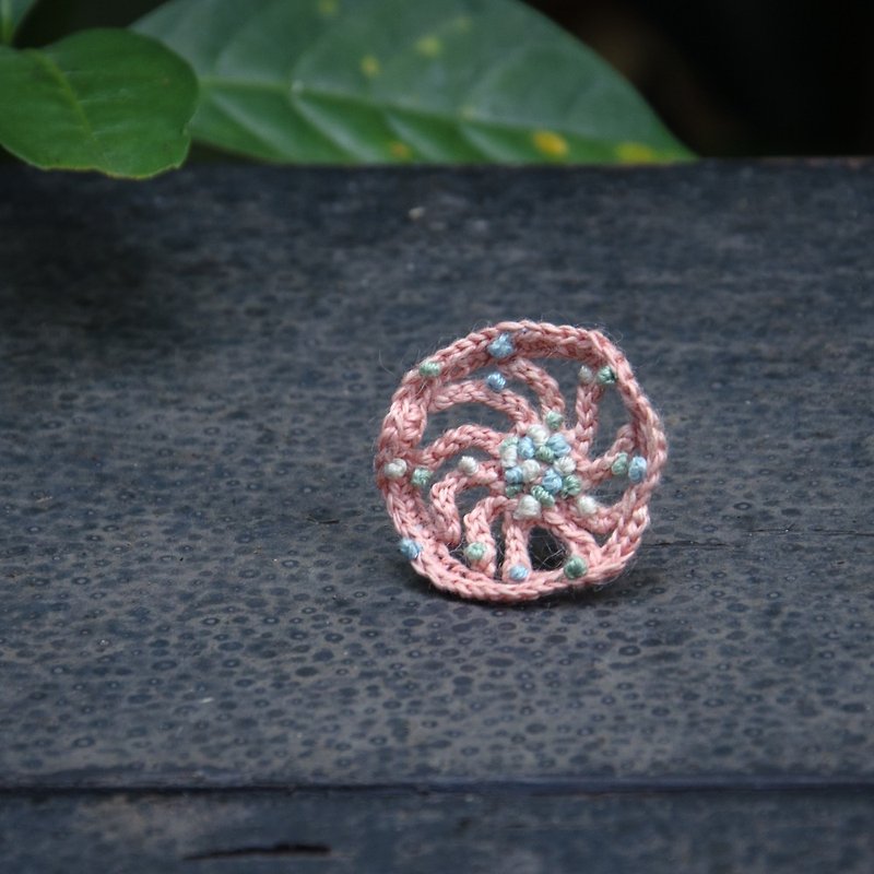 pink crochet earring L. - Earrings & Clip-ons - Cotton & Hemp Pink