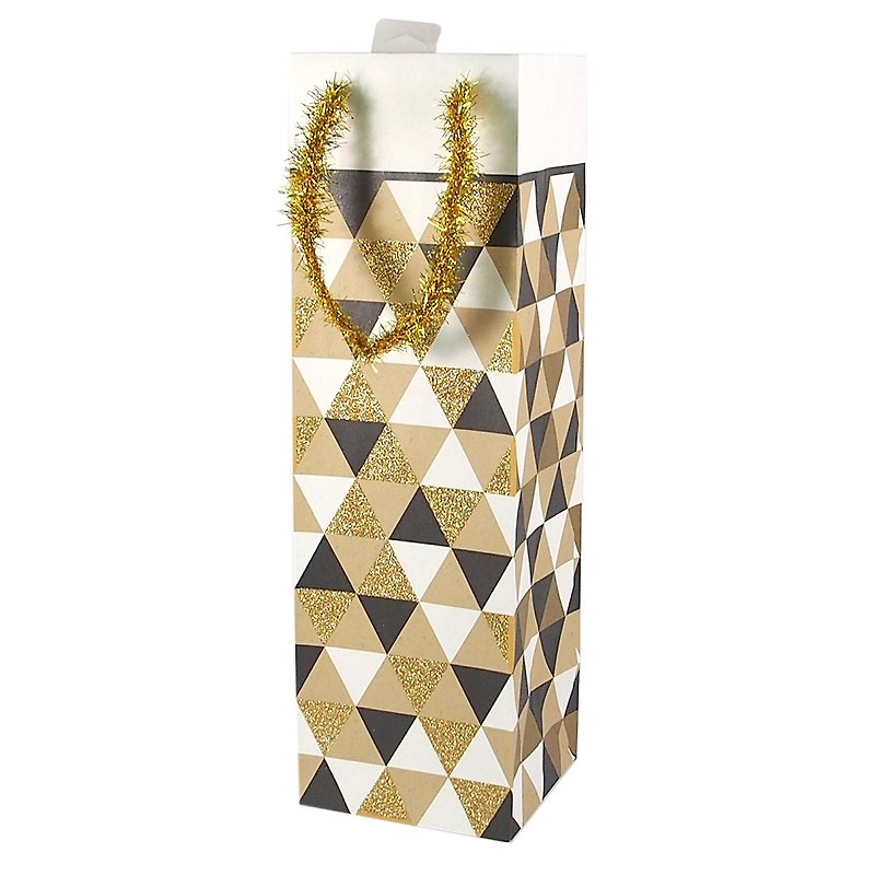 幾何三角長型 酒袋提袋【Hallmark-禮物袋/紙袋】 - 包裝材料 - 紙 金色