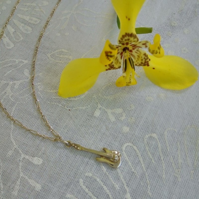make a wish - 925 sterling silver necklace -  the shape of Electric guitar - สร้อยคอ - เงินแท้ สีเงิน