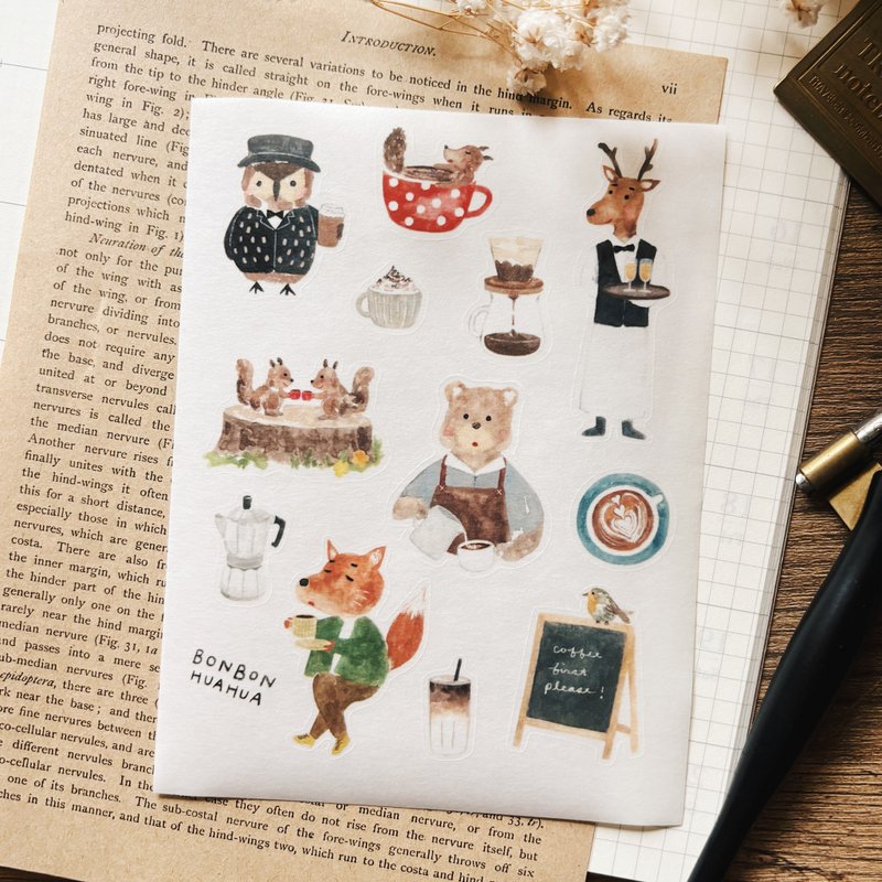 Coffee shop in the forest/handbook sticker - Stickers - Paper 