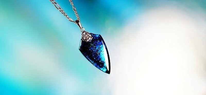 [Made to order] Elaborate emblem - Necklaces - Glass Blue