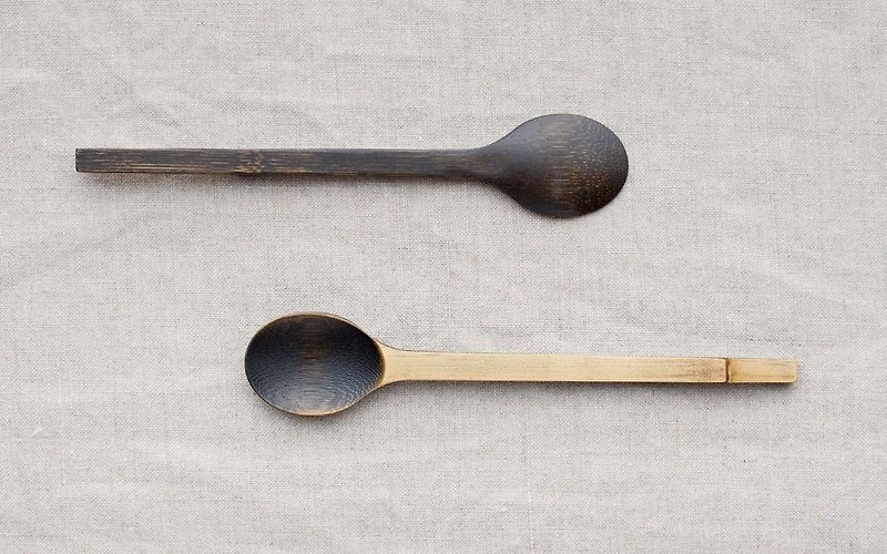 Small bamboo spoon wiping lacquer black lacquer - Chopsticks - Wood Black
