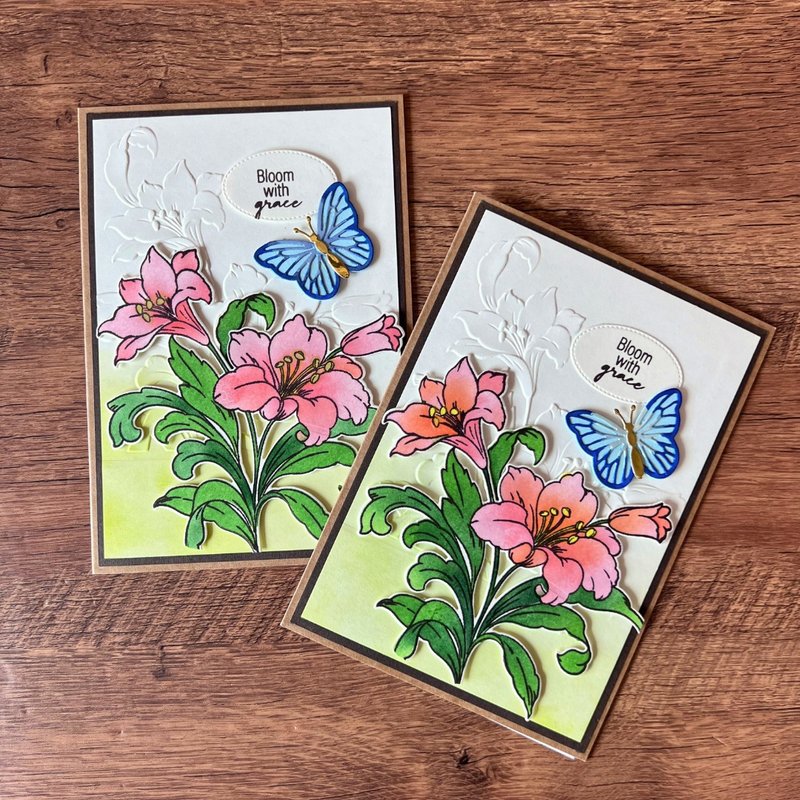 Bloom with grace 蝴蝶 花 多用途卡 - 卡片/明信片 - 紙 多色