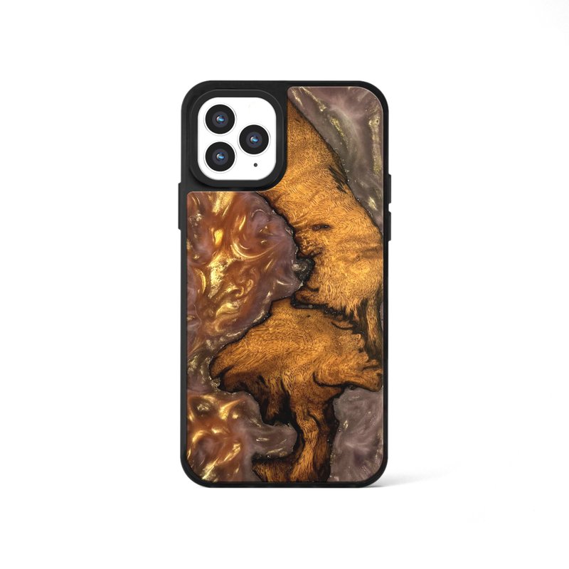 iPhone 13/14/15/16 epoxy wooden resin phone case - Allegory IV - เคส/ซองมือถือ - ไม้ สีทอง