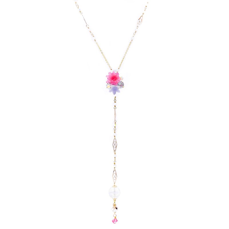 Pamycarie ZINNIA Mermaid Gold-plated 925 Silver Floral Necklace - Necklaces - Clay Pink