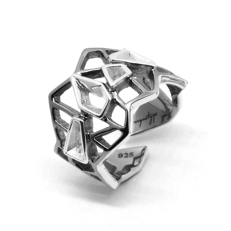 WIREFRAME Ring / Black - 18K White Gold  (2-tones) - General Rings - Other Metals Multicolor