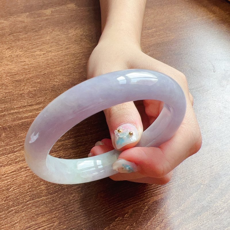 Violet Jadeite Bracelet | 17.5 girth | Natural Burmese Jadeite A Grade | Gift - Bracelets - Jade Purple